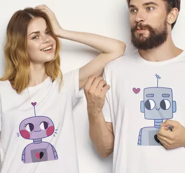 Par t-shirt søde robotpar - TenStickers