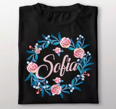 Personlig t-shirt med blomster navn design - TenStickers