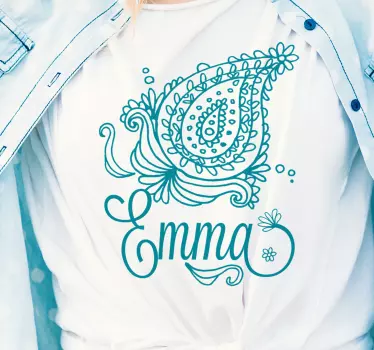 Personlig t-shirt med elegant blomster navne design - TenStickers