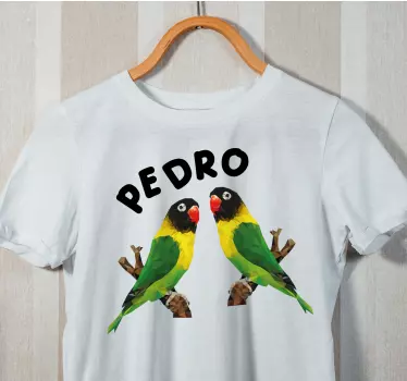 Personlig t-shirt med farverige papegøjer grafik - TenStickers
