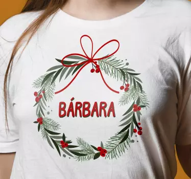 Personlig t-shirt med festlig personlig krans - TenStickers