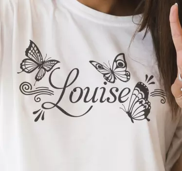 Personlig t-shirt med sommerfugle og louise - TenStickers