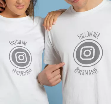Personlig t-shirt til par på sociale medier - TenStickers