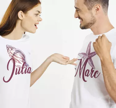 Havtema med navne par t-shirt - TenStickers