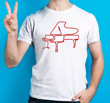 Piano line art sød design t-shirt - TenStickers