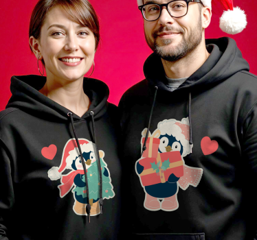 Pinguine par forelsket i julen par t-shirt - TenStickers