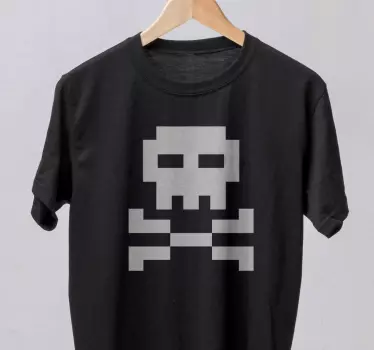 Pixeliseret pirat-kranie-t-shirt - TenStickers