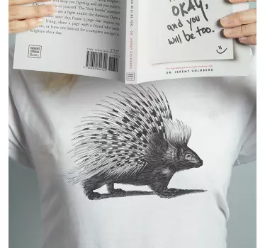 Porcupine art sort og hvid t-shirt - TenStickers