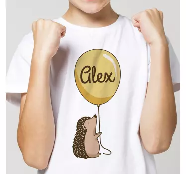 Porcupine med ballon og navn t-shirt - TenStickers