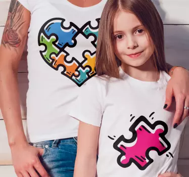Puslespil hjerte mor og datter skjorte - TenStickers