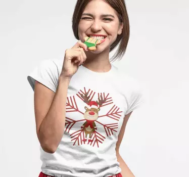 Rensdyr og flage jul t-shirt - TenStickers