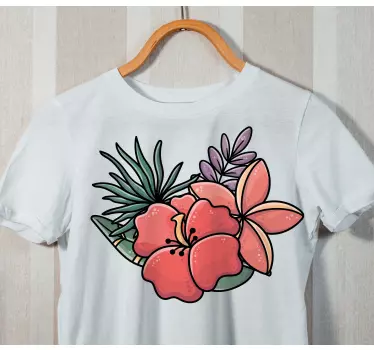 Rød tegnet blomster børneskjorte - TenStickers