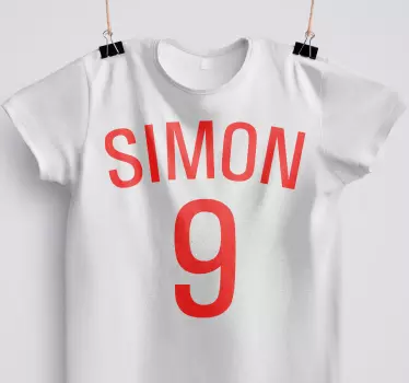 Røde fodbold nummer t-shirts med navn - TenStickers