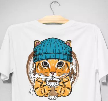 Sej kat med kaffe t-shirt - TenStickers
