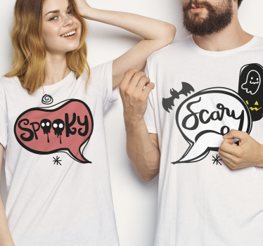 Sjov tekst til par halloween t-shirt - TenStickers