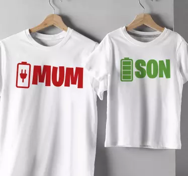 Sjovt design batteri mor og datter skjorte - TenStickers