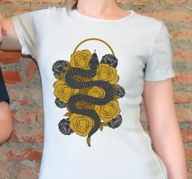 Slange med gyldne blomster t-shirt - TenStickers