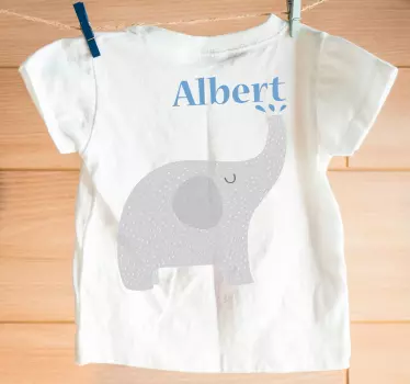 Elefantunge med navn baby t-shirt - TenStickers