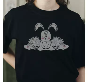 Sød kaninpindsvinfamilie original t-shirt - TenStickers