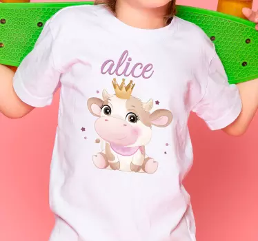Sød ko til pige med navn T-shirts med navn - TenStickers