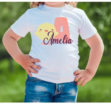 Sød kylling og navn t-shirt til børn - TenStickers