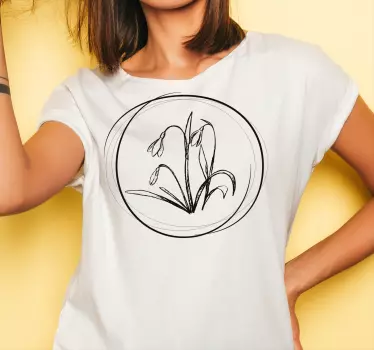 Sød tegning vintergæk cirkel t-shirt - TenStickers