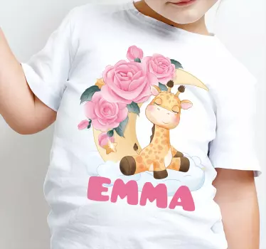 Søde dyr giraf med navn T-shirts med navn - TenStickers