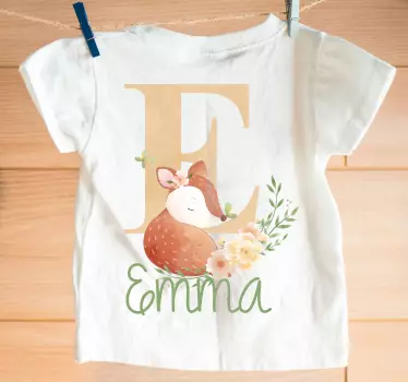 Søde dyr hjorte med navn baby t-shirt - TenStickers