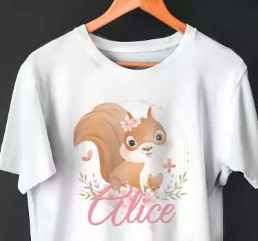 Sødt egern til pige med navn T-shirts med navn - TenStickers
