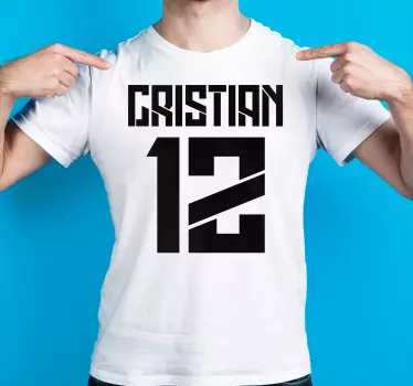 Sort design med fodbold nummer t-shirt med navn - TenStickers
