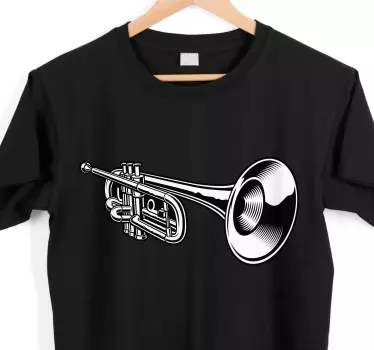 Sort og hvid trompet illustration t-shirt - TenStickers