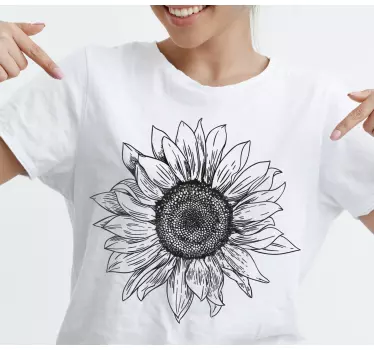 Sort solsikke-t-shirt - TenStickers