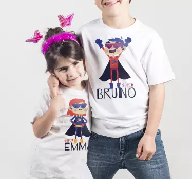 Super bror og søster T-shirts med navn - TenStickers