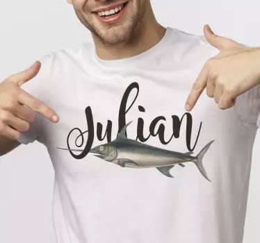 Sværdfisk med navnet t-shirt - TenStickers