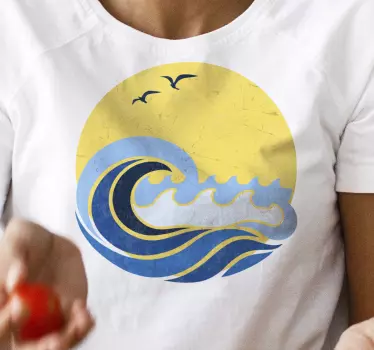 T-shirt sol og strandbølge - TenStickers