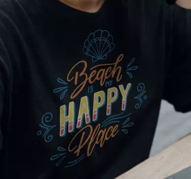 T-shirt strand er mit lykkelige sted - TenStickers