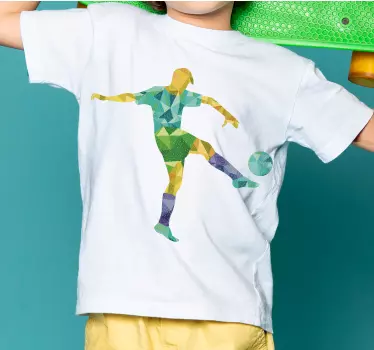 T-shirt til børn farverig fodboldspiller - TenStickers
