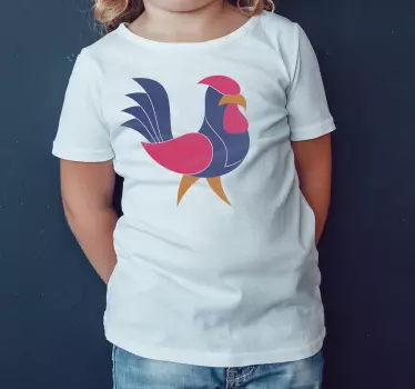 T-shirt til børn farverig hane livlig - TenStickers