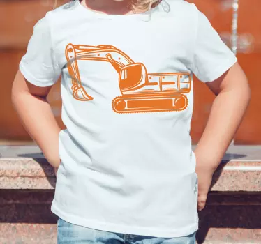 T-shirt til børn gravemaskine sjov t-shirt - TenStickers