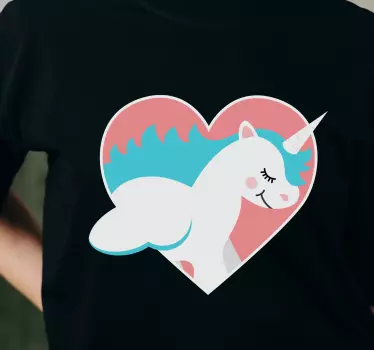 T-shirt til børn med enhjørning hjertevedhæng - TenStickers