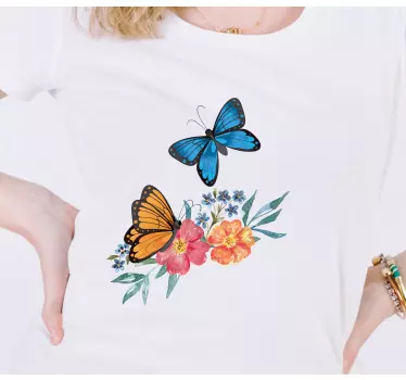 T-shirt til børn med farverige sommerfugle blomster - TenStickers