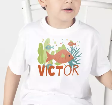 T-shirt til børn med farverigt fiske tema - TenStickers