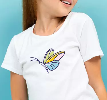 T-shirt til børn med farverigt sommerfugledesign - TenStickers