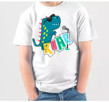 T-shirt til børn med sej dinosaur der synger - TenStickers
