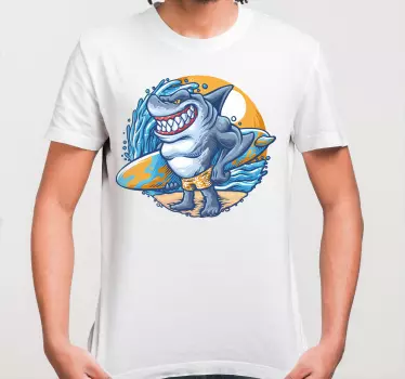 T-shirt til børn med sjov haj surfer - TenStickers