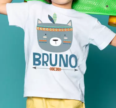 T-shirt til børn med sød bjørneansigt - TenStickers