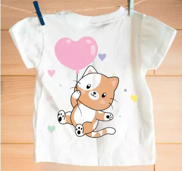T-shirt til børn med sød katteballon - TenStickers