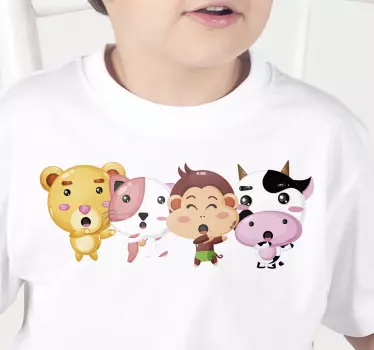 T-shirt til børn med søde dyrevenner - TenStickers