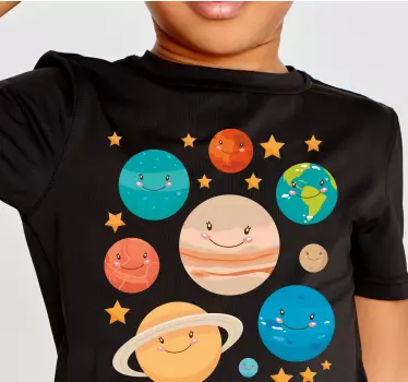 T-shirt til børn med søde planetvenner - TenStickers