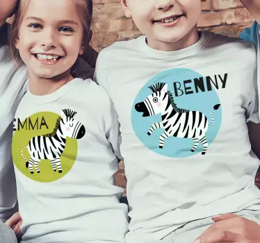 T-shirt til børn med søde zebra karakterer - TenStickers
